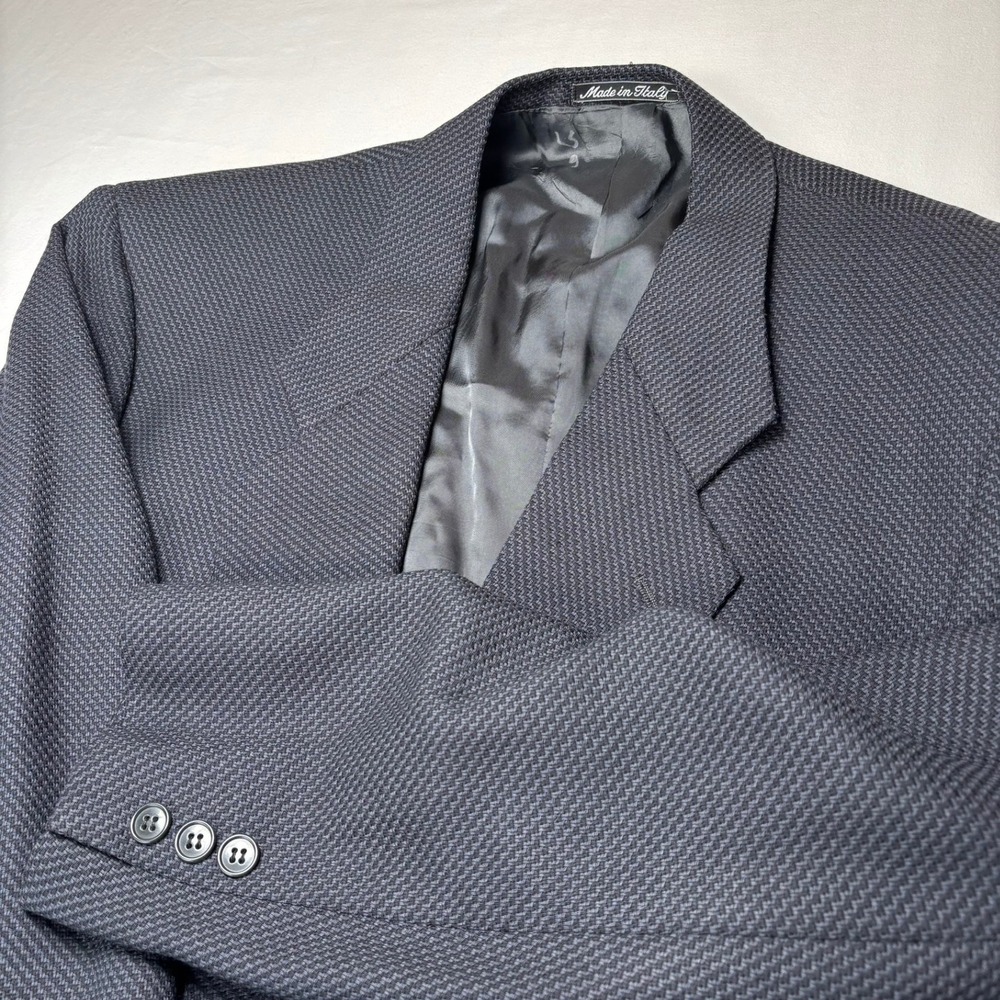 VTG Mani Blazer Armani Mens 44L Birdseye Black Wool Italy Sport Coat Suit Jacket